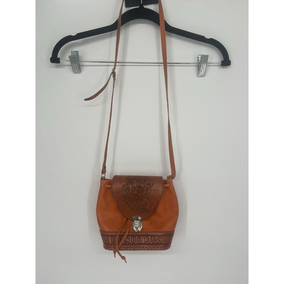 The Unbranded Brand Handbags - VTG Hand Tooled Leather Mini Crossbody Bag Purse, Boho Saddle Flap Honduras
